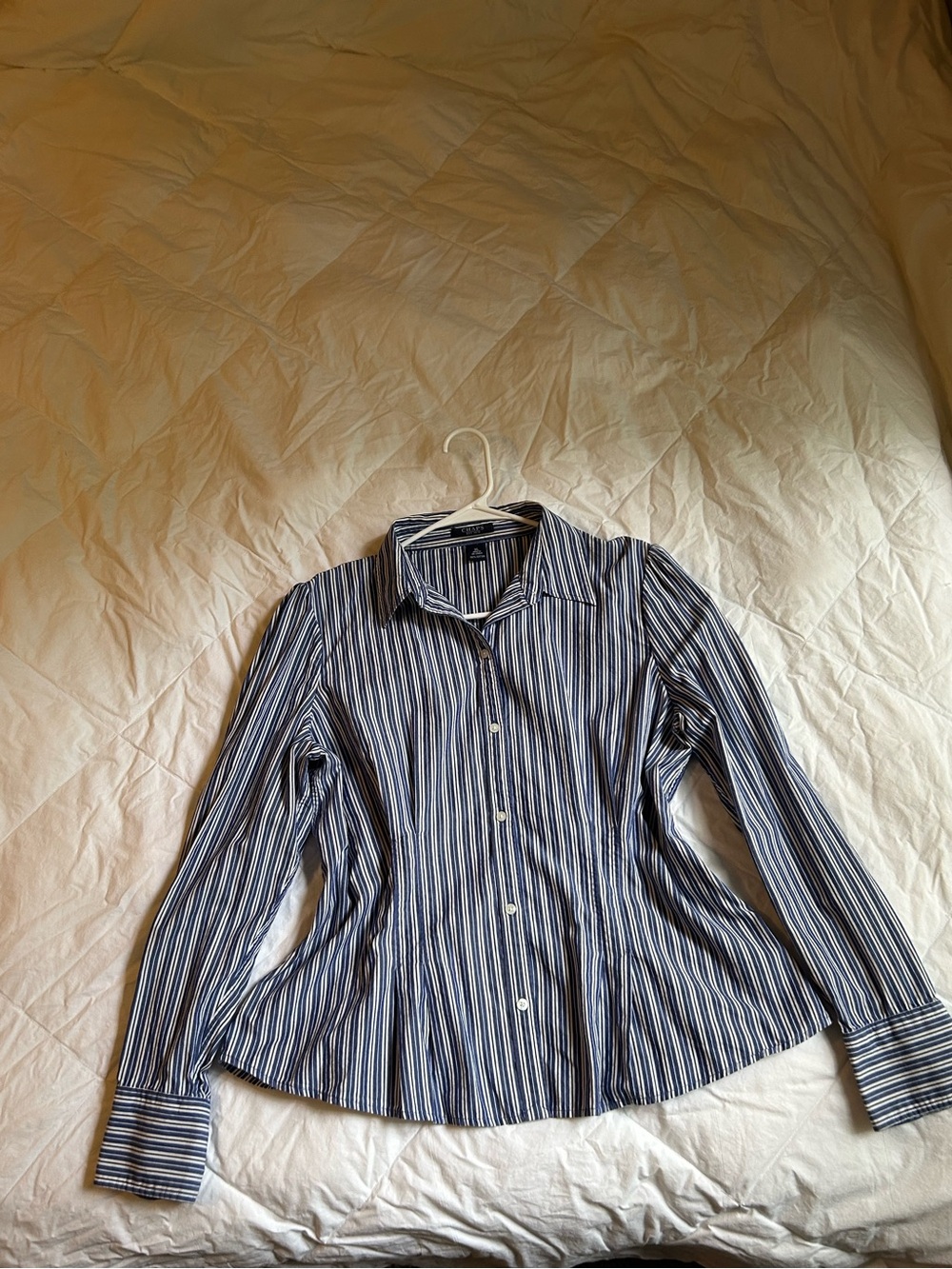 Women's Blue Striped Cotton Button-Front Shirt